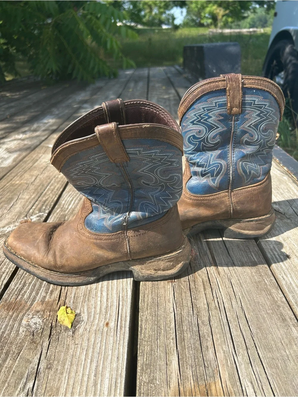 Durango Boys Brown and Blue Cowboy Boots